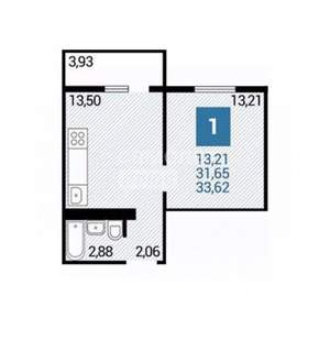 1-к квартира, вторичка, 34м2, 3/16 этаж