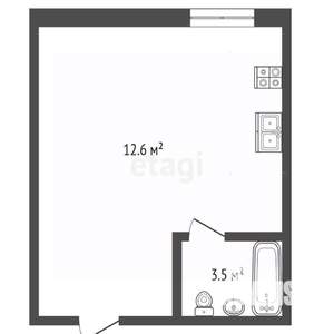 Студия квартира, вторичка, 16м2, 1/7 этаж