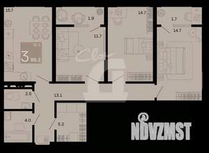 3-к квартира, вторичка, 85м2, 12/12 этаж