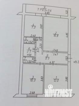 3-к квартира, вторичка, 70м2, 4/5 этаж