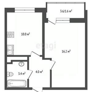 1-к квартира, вторичка, 38м2, 6/20 этаж