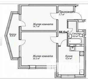 2-к квартира, вторичка, 67м2, 5/16 этаж