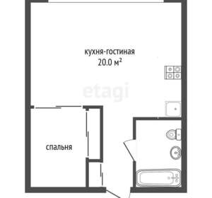 1-к квартира, вторичка, 51м2, 2/4 этаж
