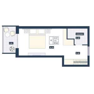 Студия квартира, вторичка, 28м2, 4/9 этаж