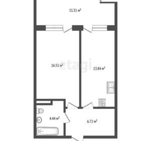 1-к квартира, вторичка, 53м2, 3/4 этаж