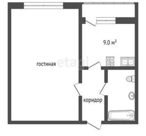 1-к квартира, вторичка, 38м2, 14/16 этаж