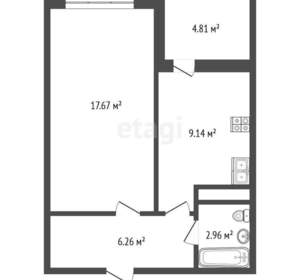 1-к квартира, вторичка, 41м2, 15/17 этаж