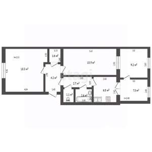 3-к квартира, вторичка, 69м2, 1/2 этаж