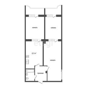 3-к квартира, вторичка, 86м2, 2/3 этаж