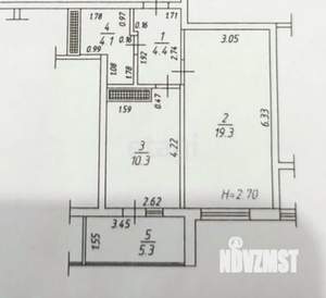 1-к квартира, вторичка, 43м2, 9/9 этаж