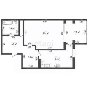 1-к квартира, вторичка, 42м2, 7/9 этаж