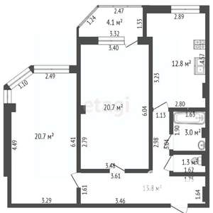 2-к квартира, вторичка, 72м2, 3/12 этаж