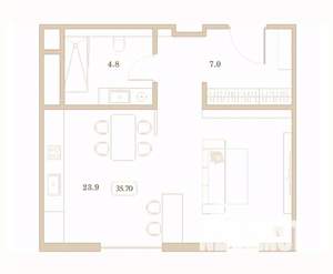 1-к квартира, вторичка, 36м2, 5/7 этаж