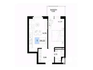 2-к квартира, вторичка, 39м2, 3/8 этаж