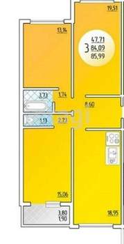 3-к квартира, вторичка, 90м2, 5/9 этаж