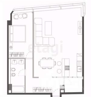 1-к квартира, вторичка, 91м2, 2/12 этаж