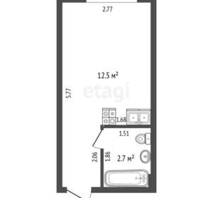 Студия квартира, вторичка, 16м2, 3/4 этаж