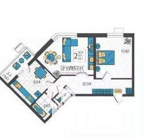 2-к квартира, вторичка, 62м2, 3/9 этаж