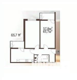 2-к квартира, сданный дом, 66м2, 7/17 этаж