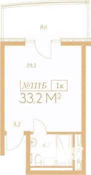 1-к квартира, вторичка, 33м2, 9/9 этаж