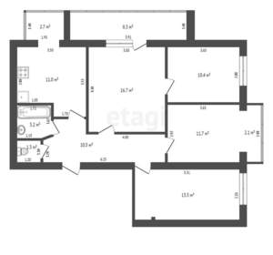 4-к квартира, вторичка, 80м2, 7/9 этаж