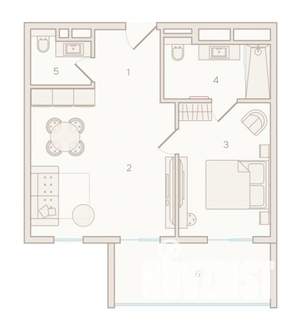 1-к квартира, вторичка, 64м2, 6/6 этаж