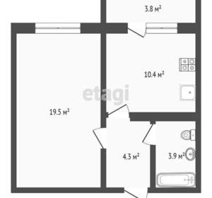 1-к квартира, вторичка, 42м2, 1/9 этаж