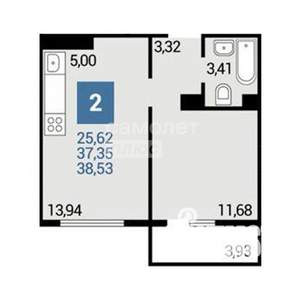 1-к квартира, вторичка, 37м2, 10/16 этаж
