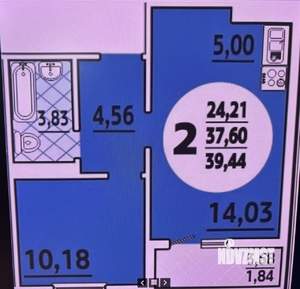 1-к квартира, вторичка, 39м2, 8/16 этаж