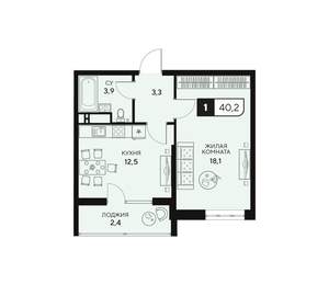 1-к квартира, вторичка, 40м2, 12/15 этаж
