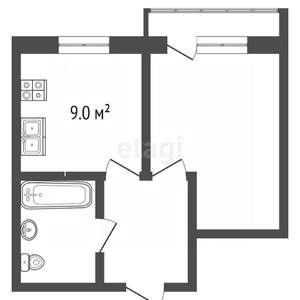 1-к квартира, вторичка, 39м2, 2/3 этаж