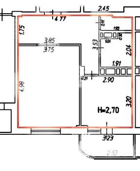 1-к квартира, вторичка, 49м2, 8/9 этаж