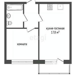 1-к квартира, вторичка, 37м2, 12/16 этаж