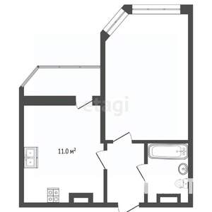 1-к квартира, сданный дом, 46м2, 14/19 этаж