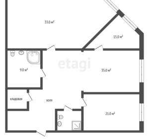 3-к квартира, вторичка, 123м2, 8/9 этаж