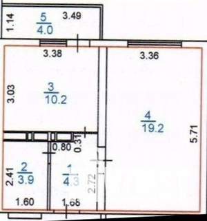 1-к квартира, вторичка, 42м2, 9/9 этаж