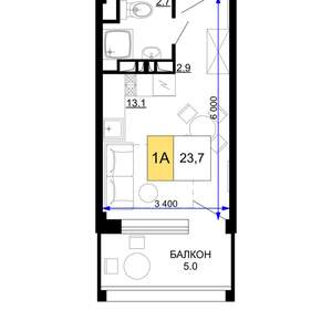 1-к квартира, вторичка, 24м2, 8/9 этаж
