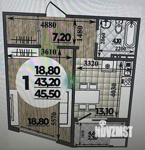 1-к квартира, сданный дом, 46м2, 4/16 этаж