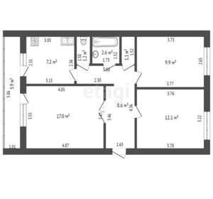 3-к квартира, вторичка, 60м2, 1/5 этаж