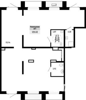 1-к квартира, строящийся дом, 125м2, 1/4 этаж