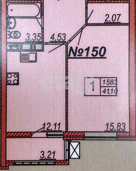 1-к квартира, вторичка, 41м2, 16/19 этаж
