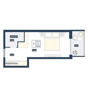 Студия квартира, вторичка, 28м2, 5/9 этаж