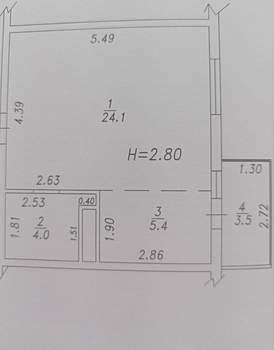 1-к квартира, вторичка, 33м2, 4/5 этаж