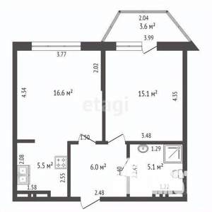 2-к квартира, вторичка, 52м2, 9/14 этаж