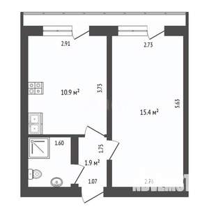 1-к квартира, вторичка, 31м2, 2/9 этаж