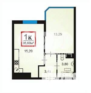 1-к квартира, вторичка, 36м2, 8/16 этаж