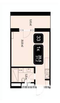 Студия квартира, вторичка, 40м2, 3/9 этаж