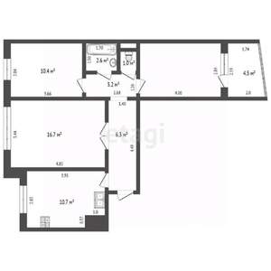 3-к квартира, вторичка, 62м2, 9/10 этаж