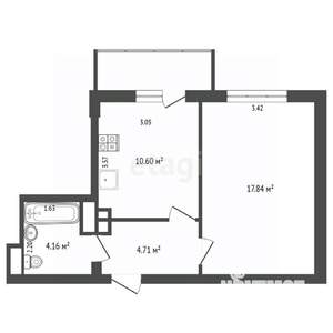 1-к квартира, вторичка, 39м2, 6/12 этаж