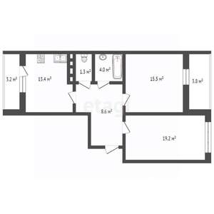 2-к квартира, вторичка, 62м2, 2/12 этаж